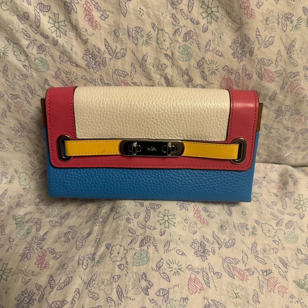 Coach Pink and White Wallet Color-Block Design